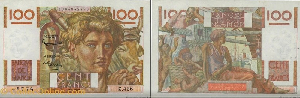 100 Francs JEUNE PAYSAN FRANCE 1952 F.28.31 100 Francs JEUNE PAYSAN FRANCE 1952 F.28.31 Pr NEUF F.28 - 100 FRANCS JEUNE PAYSAN Références Banque de France : BDF194503 - BDF194602 - BDF195101 - BDF195201 Format : 85 x 130...