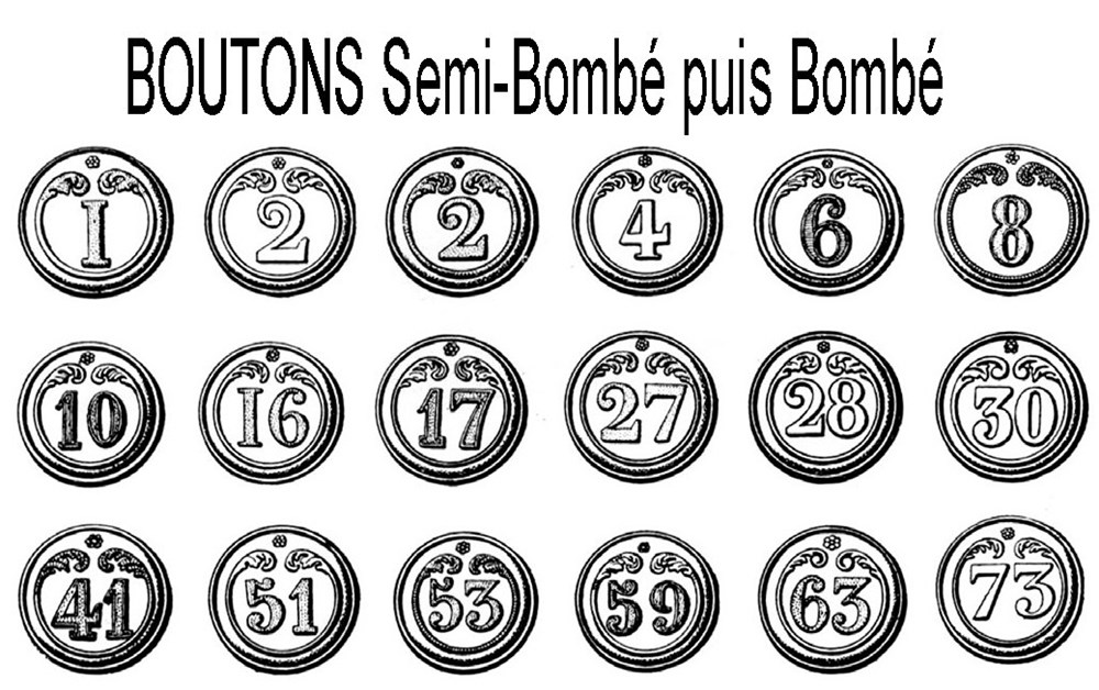 Boutons d'infanterie de ligne numérotés après 1844 Boutons d'infanterie de ligne numérotés après 1844