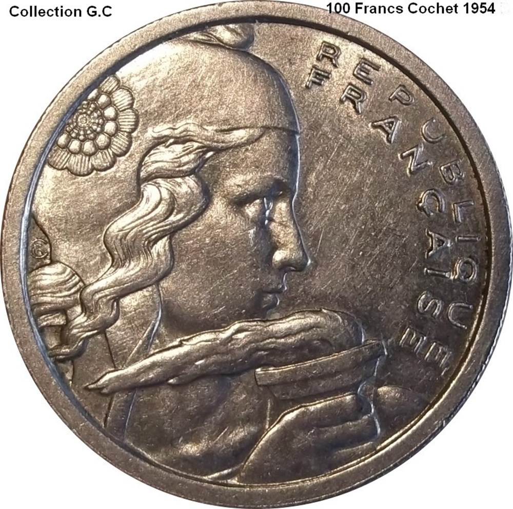 100 Francs Cochet QUATRIÈME RÉPUBLIQUE (16/01/1947-8/01/1959) Se caractérisant par un régime parlementaire doublé d'une grande instabilité ministérielle, la Quatrième République a pour particularité de n'avoir jamais été officiellement proclamée. En effet, De...