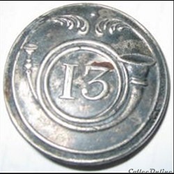 Bouton avec N° de régiment Plat (Royaux et Premier Empire)