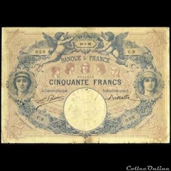 50 francs Bleu & Rose - 1889