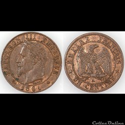1 Centimes Napoleon III tête laurée