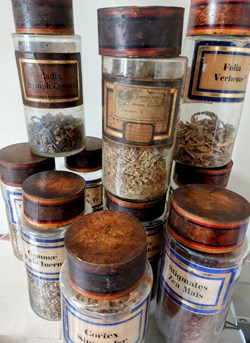 Pots et Flacons de Produits de laboratoire + Herboristerie