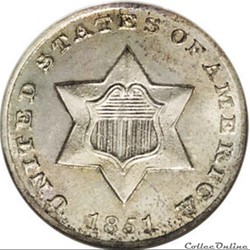Three Cents - Silver (1851-1873) USA