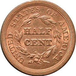 Half Cents - Braided Hair (1840-1857) USA