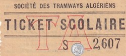 Titres de transport   Ticket billet tramway -  "Société des Chemins de Fer sur Routes d'Algérie"
