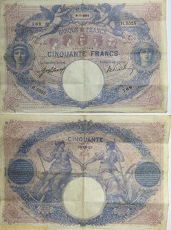 50 Francs BLEU ET ROSE FRANCE 1914 F.14.27