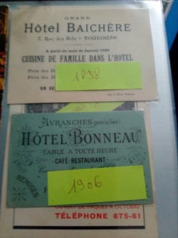 Carte de visite de restaurants et hôtel