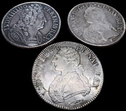 Ecus Ancien Régime Français en argent.