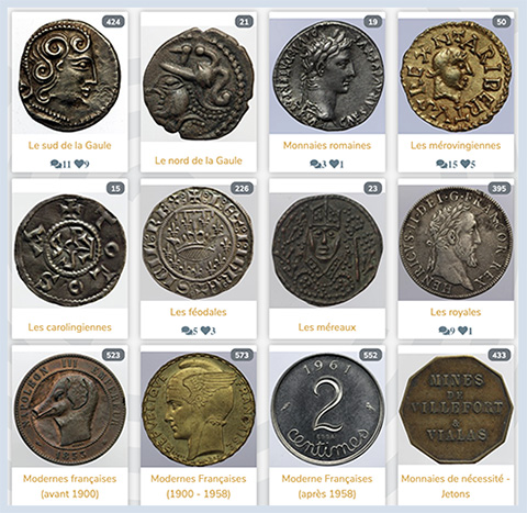 Mosaïque de monnaies sur CollecOnline