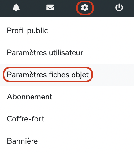 Paramètres fiche objets