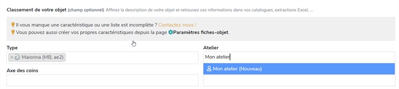 classement de votre objet