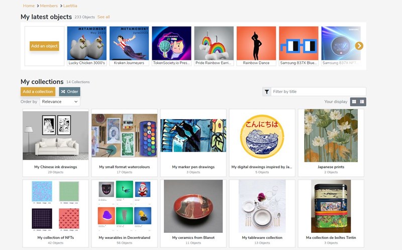 My collections page