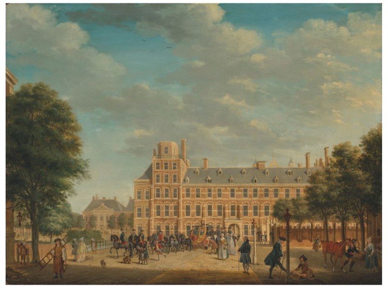 Une vue de La Haye, avec le Prince William V quittant la Mauritshaus.