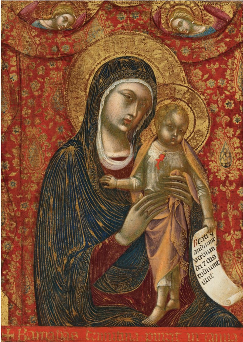 Barnaba Agocchiari, dit Barnaba da Modena (Modène, vers 1328/30-vers 1386), Vierge à l'Enfant avec deux anges. 