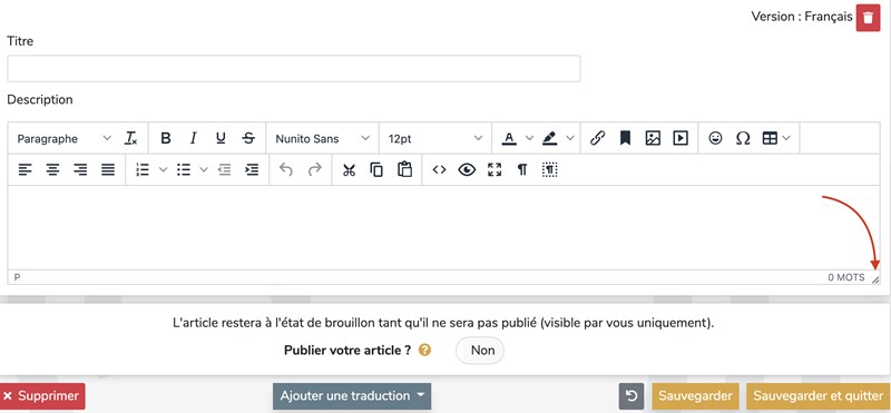 redimensionner votre page editrice