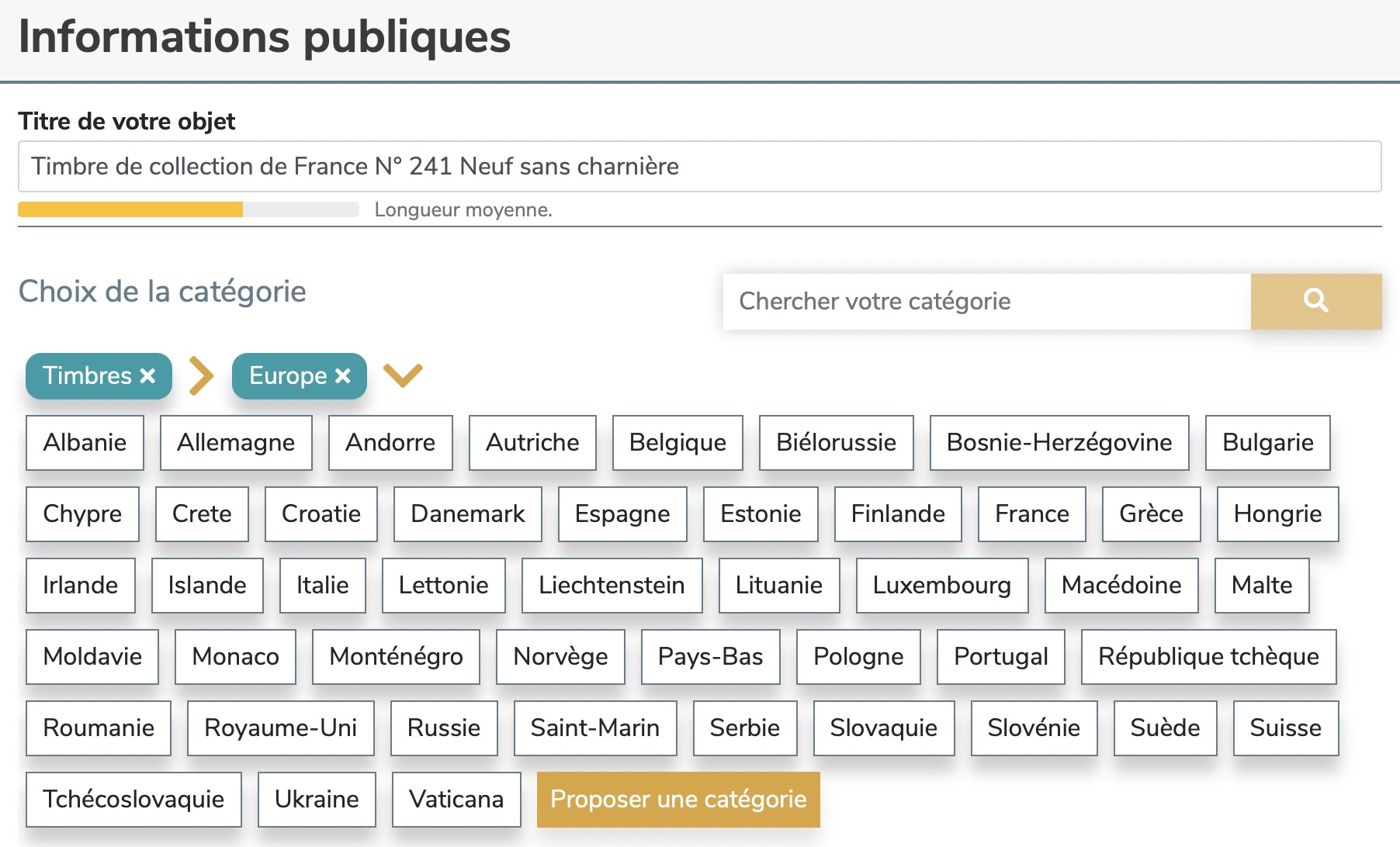 categorie objet