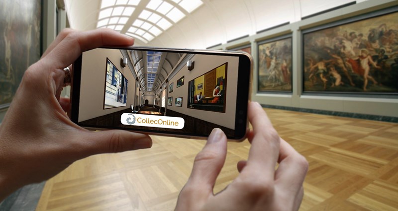Une galerie virtuelle 3D de CollecOnline dans une vraie galerie