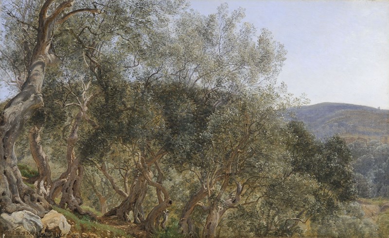 Janus La Cour (Thimagard, près de Ringkøbing 1837 – 1909 Odder, Danemark), Oliviers près de Tivoli, 1869 Huile sur toile. – 37,4 × 60,5 cm Fondation Custodia, Collection Frits Lugt, Paris, inv. 2012-S.7