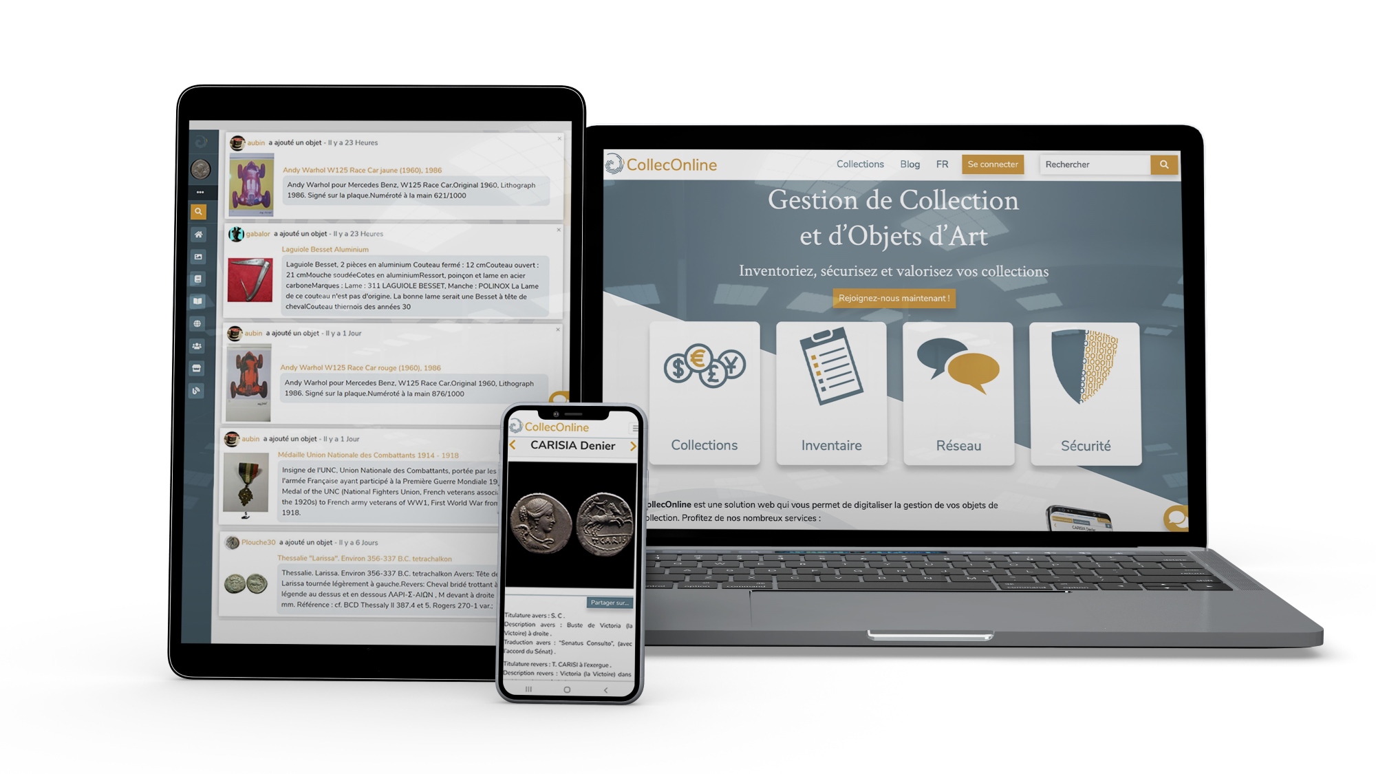 CollecOnline est une solution de gestion de collection compatible téléphone, tablette et ordinateur de bureau.